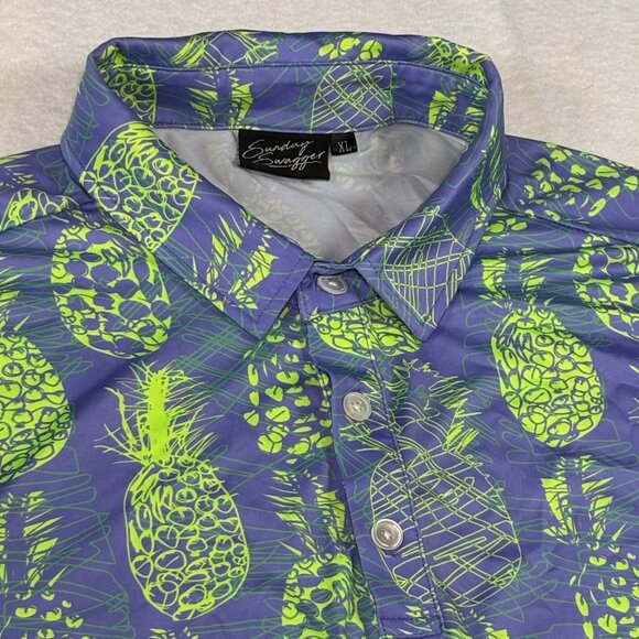 Sunday Swagger Polo Shirt Mens XL Pineapple Geometric Performance Stretch Golf - Picture 3 of 8